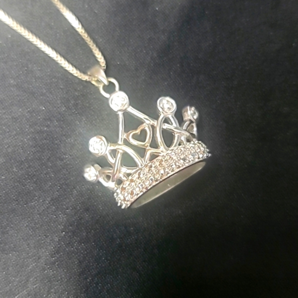 Silver 925 Crown Pendant Necklace